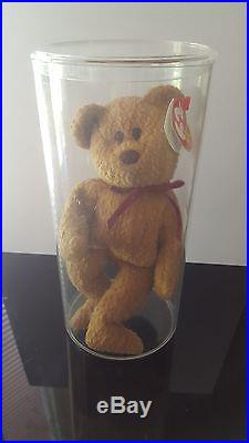 Ty Beanie Baby 1996 CURLY BEAR with very rare collectible hang tag error DONATE