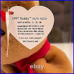 Ty Beanie Baby 1997 Holiday Teddy Bear (1996) ERRORS RARE