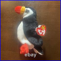 Ty Beanie Baby 1997 Retired Puffer The Puffin with Tag Errors Mint Rare