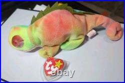 Ty Beanie Baby 1997 Tie-Dye Iggy Iguana Retired RARE EDITION No Tongue + Errors