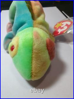 Ty Beanie Baby 1997 Tie-Dye Iggy Iguana Retired RARE EDITION No Tongue + Errors