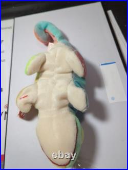 Ty Beanie Baby 1997 Tie-Dye Iggy Iguana Retired RARE EDITION No Tongue + Errors
