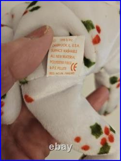 Ty Beanie Baby 1998 Holiday Teddy MINT WithRare ERRORS- Free Shipping