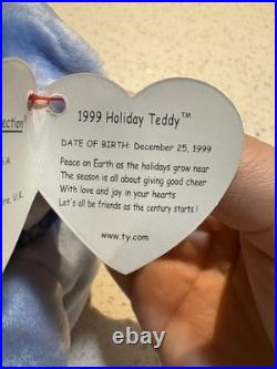 Ty Beanie Baby 1999 Holiday Teddy the Winter Snowflake RARE With Errors