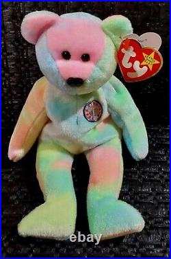 Ty Beanie Baby B. B. Birthday Bear Rare, Retired, witherrors Perfect Condition