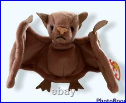 Ty Beanie Baby BATTY the Bat. 1996 RARE MINT ORIGINAL Retired With Errors. PVC