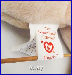 Ty Beanie Baby Babies Original Rare Pugsly The Dog Pvc Canada Errors Retired New