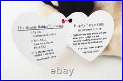 Ty Beanie Baby Babies Original Rare Pugsly The Dog Pvc Canada Errors Retired New