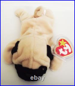 Ty Beanie Baby Babies Original Rare Pugsly The Dog Pvc Canada Errors Retired New