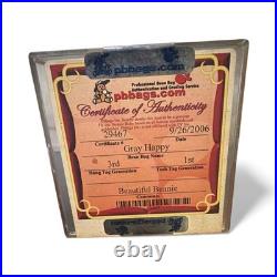 Ty Beanie Baby Babies Rare 3rd 1st Gen Gray Happy pbbags Authenticated