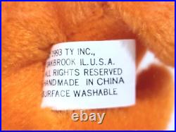Ty Beanie Baby Babies Rare 3rd 1st Gen Orange Digger TBB Authenticated MWMT-MQ