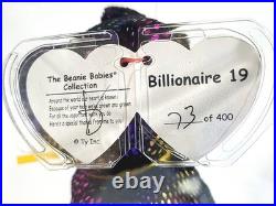 Ty Beanie Baby Babies Rare Billionaire #19 Bear Signed TBB Authenticated MWMT-MQ