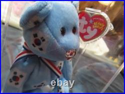Ty Beanie Baby Babies Rare Korea Flag Nose Bear TBB Authenticated MWMT-MQ
