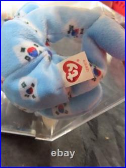 Ty Beanie Baby Babies Rare Korea Flag Nose Bear TBB Authenticated MWMT-MQ