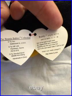 Ty Beanie Baby Baldy The Eagle 1996 RARE MINT Tag Errors