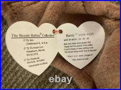 Ty Beanie Baby Batty rare miss production error three feet 1996 Brown Plush