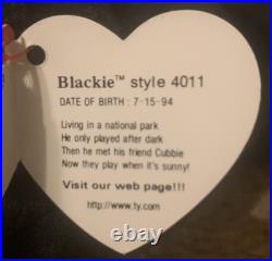 Ty Beanie Baby Blackie The Bear PVC Pellets Tag Errors Rare Retired Mint Ty Beanie Baby Blackie The Bear PVC Pellets Tag Errors Rare Retired Mint