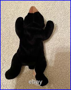 Ty Beanie Baby Blackie The Bear Ultra Rare, PVC Pellets, Major Tag Errors, Mint