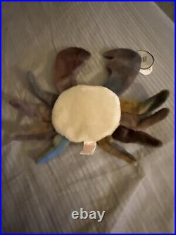 Ty Beanie Baby CLAUD the Crab with Tag ERRORS Plush Toy RARE PVC NEW RETIRED 1996