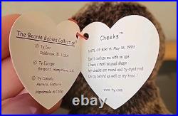 Ty Beanie Baby Cheeks the Baboon RARE with Tag Errors 1999. Vintage