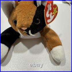 Ty Beanie Baby Chip The Cat RARE- 1996, Style 4121 With Tag Errors! PVC