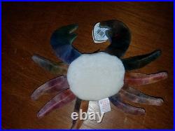 Ty Beanie Baby Claude the Crab Ty Dye Retired PVC VERY RARE, with FACTORY Errors