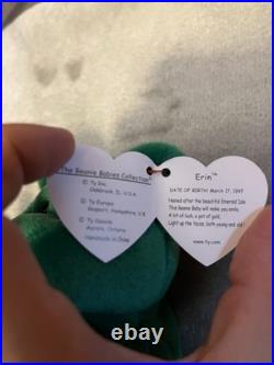 Ty Beanie Baby Erin The Bear 1997 Retired Plush Toy W ERRORS MINT RARE
