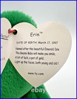 Ty Beanie Baby Erin the Bear 1997 Retired Plush Toy with ERRORS MINT RARE