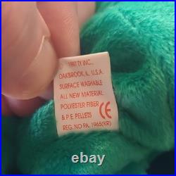 Ty Beanie Baby Erin the Bear Green 1997 with ERRORS (RARE COLLECTIBLE)