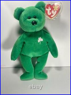 Ty Beanie Baby Erin the Irish Bear 1997 with Errors (Rare Collectable With Case)