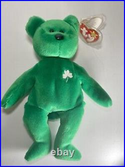 Ty Beanie Baby Erin the Irish Bear 1997 with Errors (Rare Collectable With Case)