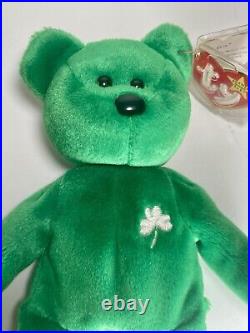 Ty Beanie Baby Erin the Irish Bear 1997 with Errors (Rare Collectable With Case)