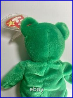 Ty Beanie Baby Erin the Irish Bear 1997 with Errors (Rare Collectable With Case)