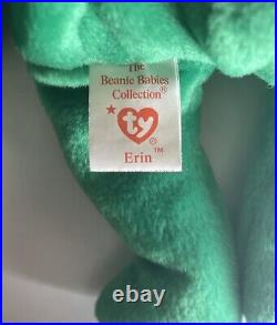 Ty Beanie Baby Erin the Irish Bear 1997 with Errors (Rare Collectable With Case)