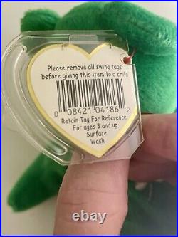 Ty Beanie Baby Erin the Irish Bear 1997 with Errors (Rare Collectable With Case)