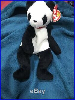 Ty Beanie Baby Fortune Panda Bear Retired 12/6/1997 Red StampRARE