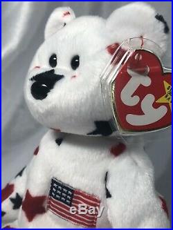 Ty Beanie Baby Glory The Bear-Retired With Tag Errors Rare