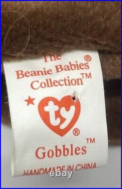 Ty Beanie Baby Gobbles The Turkey 1996 Tag Errors Mint Retired Rare Pvc