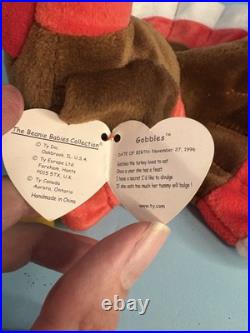 Ty Beanie Baby Gobbles the Turkey (1996/1997 Tag Error) With Tags Rare Ty Beanie Baby Gobbles the Turkey (1996/1997 Tag Error) With Tags Rare