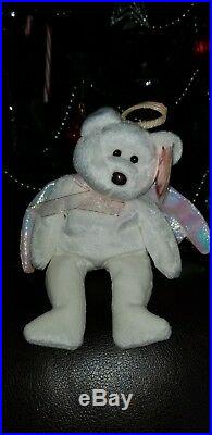Ty Beanie Baby Halo bear (1998) Retired, Iridescent Wings RARE
