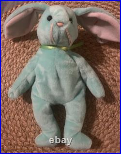 Ty Beanie Baby Hippity The Mint Green Bunny 1996 PVC Pellets Tag Errors Rare Ty Beanie Baby Hippity The Mint Green Bunny 1996 PVC Pellets Tag Errors Rare
