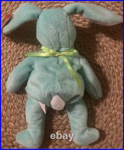 Ty Beanie Baby Hippity The Mint Green Bunny 1996 PVC Pellets Tag Errors Rare Ty Beanie Baby Hippity The Mint Green Bunny 1996 PVC Pellets Tag Errors Rare