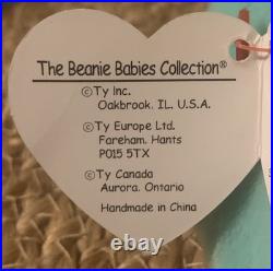 Ty Beanie Baby Hippity The Mint Green Bunny 1996 PVC Pellets Tag Errors Rare Ty Beanie Baby Hippity The Mint Green Bunny 1996 PVC Pellets Tag Errors Rare