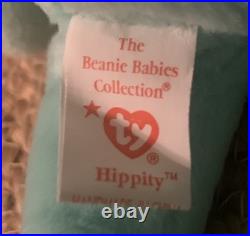 Ty Beanie Baby Hippity The Mint Green Bunny 1996 PVC Pellets Tag Errors Rare Ty Beanie Baby Hippity The Mint Green Bunny 1996 PVC Pellets Tag Errors Rare