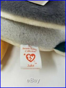 Ty Beanie Baby Jake The Mallard Drake Duck Rare TAG ERRORS 1998 1997