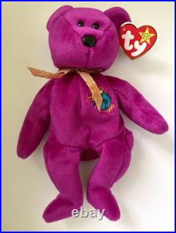 Ty Beanie Baby Millennium Bear Magenta New Century Rare Retired With Errors Ty Beanie Baby Millennium Bear Magenta New Century Rare Retired With Errors