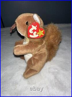 Ty Beanie Baby NUTS Squirrel Rare Retired PVC Pellets 1-21-1996