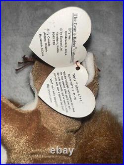 Ty Beanie Baby NUTS Squirrel Rare Retired PVC Pellets 1-21-1996