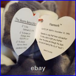 Ty Beanie Baby Nanook the Husky RARE Retired PVC Pellets with Tag Errors (#4104)