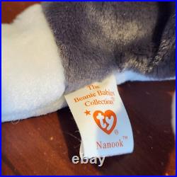 Ty Beanie Baby Nanook the Husky RARE Retired PVC Pellets with Tag Errors (#4104)
